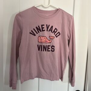 Vineyard Vines: Dusky Pink Long Sleeve Logo Cotton Top: Size L (16)